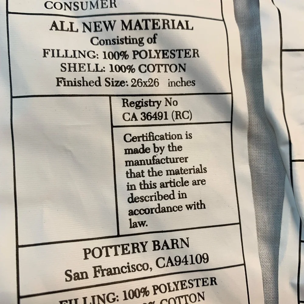 NEW Pottery Barn Bed + Bath French Blue Voile Quilted Euro Sham 26 x 26​